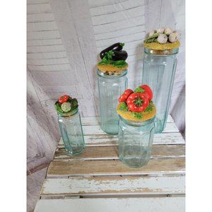 Horchow vegetable‎ kitchen canister set jars storag